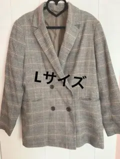 美品 GU チェック柄ダブルブレストジャケット