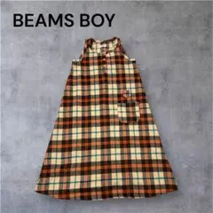 BEAMS BOY ノースリーブワンピース チェック柄　ブラウン系 FREE
