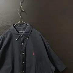 ポロラルフローレン　半袖　ボタンダウン　肉厚　ネイビー