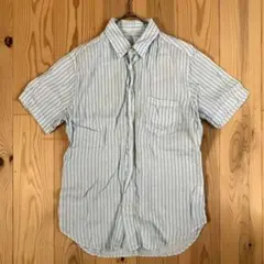 120% LINO リネンシャツ　ストライプ　ライトブルー　Slim Fit　Sのサムネイル