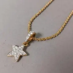 【良品】SWAROVSKIスワロフスキー ネックレス ゴールド パヴェスター 星