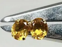 【K18】 4x5オーバル型ピアス♩ 金運UPのシトリントパーズを使用！