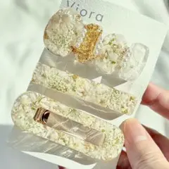 【冬季限定】ホワイトドライフラワーのヘアクリップ3本セット