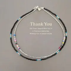ビーズ重ね付けチョーカー・ネックレス　ハンドメイド
