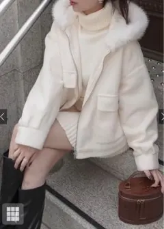 GRL ファーフードダブルジップフェイクウールブルゾン[fo2207]