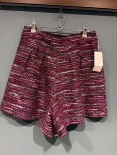 Rose Tiara 紅色ラメ入りツイードショートパンツ大きいサイズ・タグ付新品