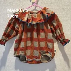 マーキーズ ベビー ロンパース 70cm チェック柄　フリル