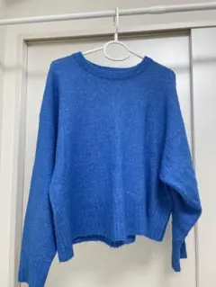 Samansa Mos2 青 ニットセーター フリーサイズ