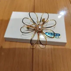 花形ブローチ ゴールド 本真珠