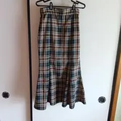 GUチェック柄タイトロングスカート