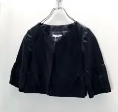 【23区 Applaudir】シルク混 ノーカラージャケット ボレロ 黒 38