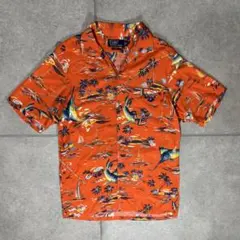 ラルフローレン　アロハシャツ　カジキ柄　レーヨン　90s　ココナッツボタン　開襟