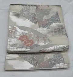 R66開名古屋帯 六通柄 金糸 唐草花柄 正絹 着物帯 仕立て上り - メルカリ