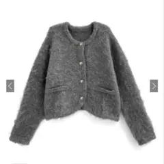 【新品未使用】GRL ゴールドボタンシャギーニットカーディガン［an1684］