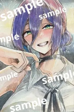 手描きイラスト　チェンソーマン　レゼ　アナログイラスト　水彩画　原画