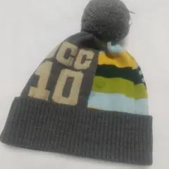 カステルバジャックポンポン付きストライプニット帽 Fサイズ