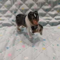コリー 親子 陶器 置物 フィギュア