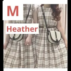 【匿名配送】Heather ヴィンテージチェックノースリーブワンピース　ブラウンのサムネイル