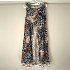 Nougatine コットンワンピース M 花柄 ノースリーブ 裏地あり