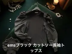 emsブラック カットソー長袖トップス