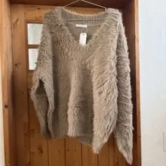 chocol raffine robe フェザーVネックニットプルオーバー