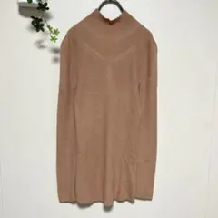 il Lino 38(M) ハイネック ロング ニット セーター ピンクベージュ