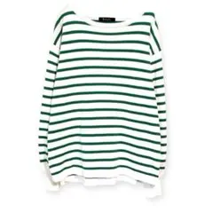 美品✨ラグアウト（M）長袖Tシャツ カットソー ストライプ ボーダー 緑×白