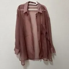 シースルーピンク長袖シャツ F