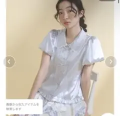 fitmore 新品未使用タグ付きヘムリボンバルーンスリーブブラウス