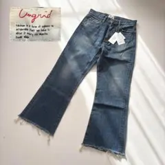 新品 アングリッド カットオフミドル丈フレアデニム アンクル丈 M-L 日本製のサムネイル