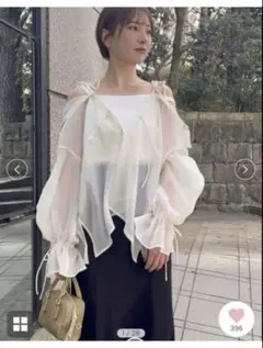 SNIDEL シアーブラウスレイヤードニットプルオーバー アイボリー