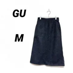 GU ジーユー Aラインミディスカート ダークグレー Mサイズ 裏地付