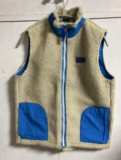パタゴニア フリースベスト クリーム色と青