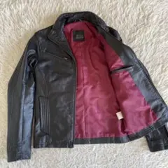 【美品】メンズビギ マインドブロー　黒×レッド ラムレザージャケット Mサイズのサムネイル