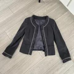 Karl Park Lane ノーカラージャケット フリル グレー 7号のサムネイル