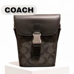 コーチ 極美品 トラック クロスボディ シグネチャー ショルダーバッグ 黒