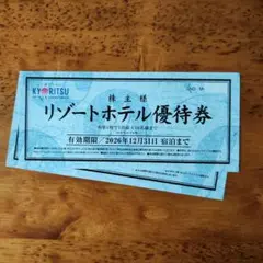 共立メンテナンス株主優待券2枚★有効期限2026年12月31日宿泊まで