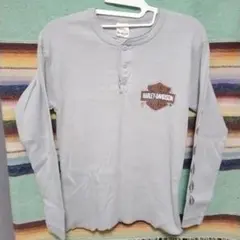 80s　ハーレーダビッドソン　ヘンリーネックロンT　ロッキーマウンテンスカル