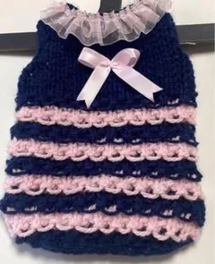 ハンドメイド犬服♡手編みペット服 XS(38） 背丈18cmcm胴回り28cm