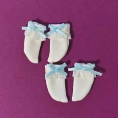 オビツ11サイズ フリルリボンソックス ブルー 2点セット