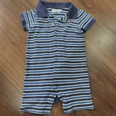 Ralph Lauren ストライプロンパース ブルー　80