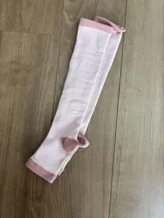 着圧ソックス ピンク リブ編み リボン付き