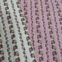 カントリー　花柄ボーダー　生成りピンク2枚セット