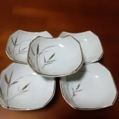 竹模様有田焼5枚セット小皿