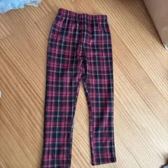赤と黒のチェック柄ロングパンツ