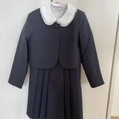 女の子 長袖ブラウス付正統派 濃紺アンサンブル スーツセット120㎝