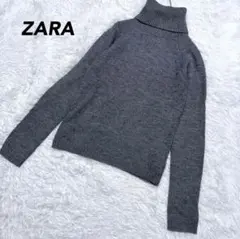 【ザラ】タートルネックニットセーター S グレー アクリル混 秋冬 レディース