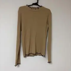 メロウリブ 長袖カットソー ベージュ M