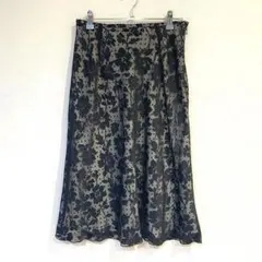 【アヴィエンヌ】ロングフレアスカート ドット花柄 サイドファスナー Ｍ相当