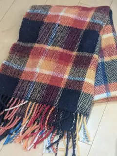 AVOCA チェック柄マフラー　ウール100%